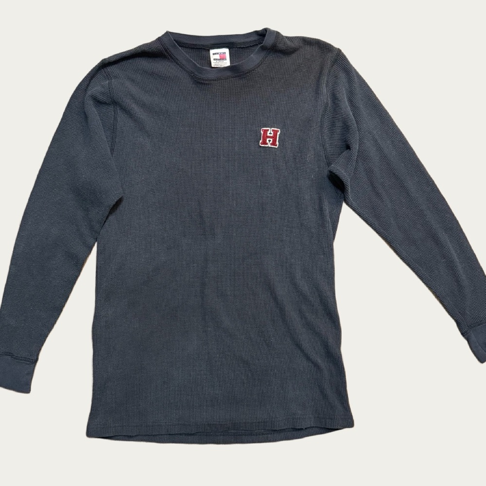 VTG Tommy Hilfiger Long sleeve T shirt Men’s XL Black Red Logo Thermal Crew Neck